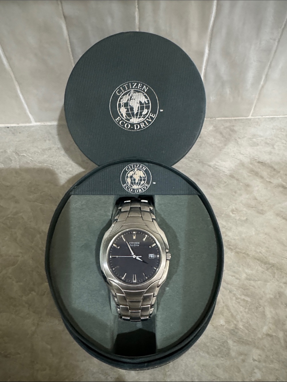 Citizen Eco-Drive Stainless Steel Watch with Black Dial